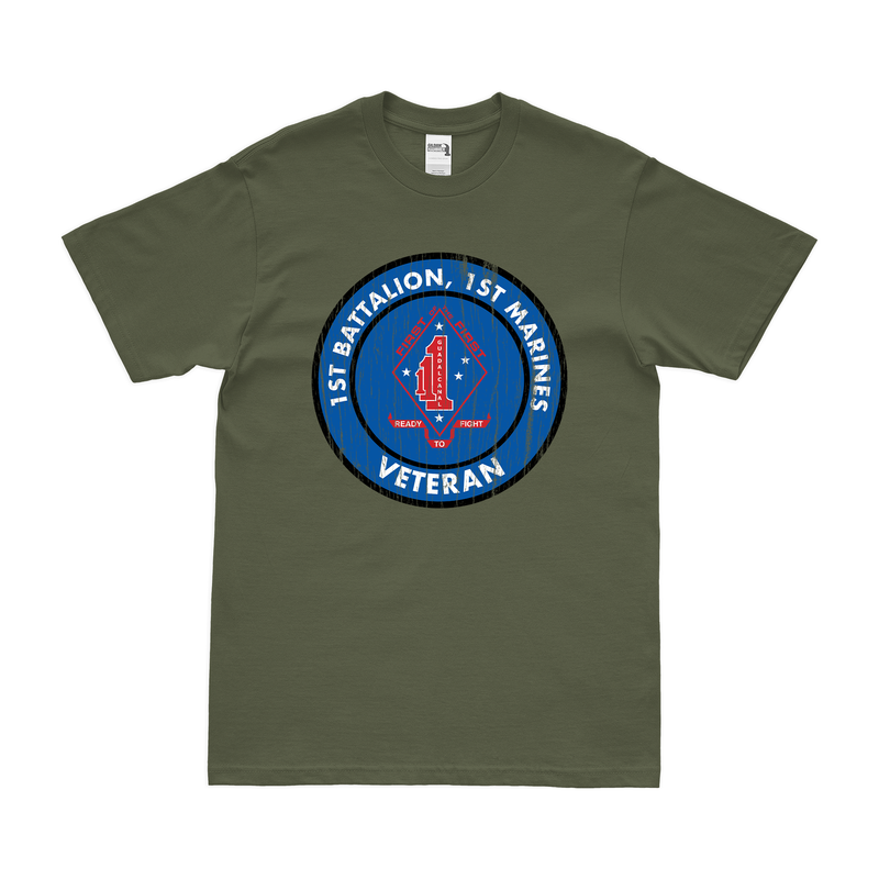 Distressed 1/1 Marines Veteran Logo Emblem T-Shirt