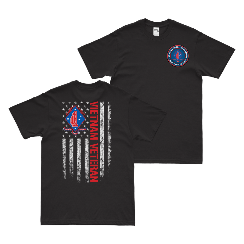 Double-Sided 1/1 Marines Khe Sanh American Flag T-Shirt