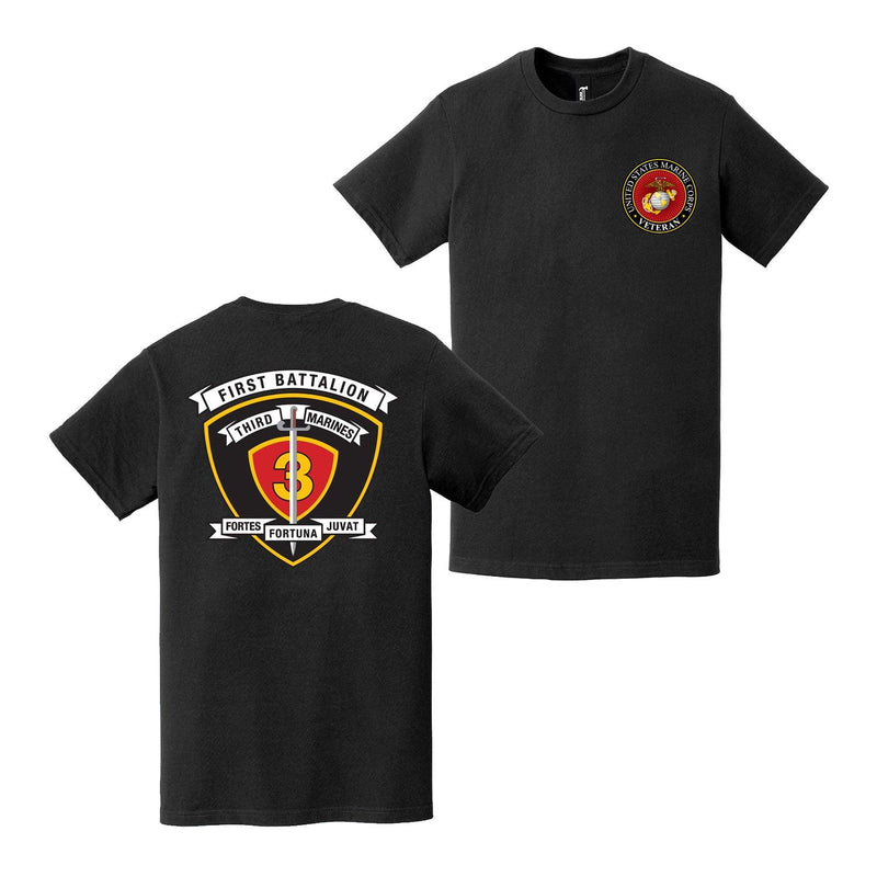 Double-Sided 1/3 Marines Logo USMC Veteran T-Shirt
