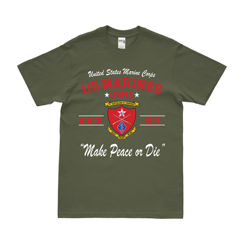 1st Battalion, 5th Marines (1/5) Since 1914 USMC Unit Legacy T-Shirt