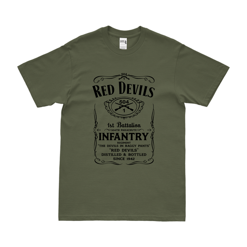 1-504 Infantry "Red Devils" Whiskey Label T-Shirt