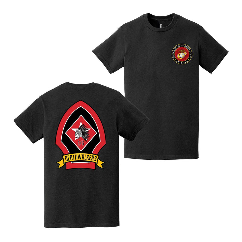 Double-Sided 1/6 Marines Deathwalkers USMC Veteran T-Shirt