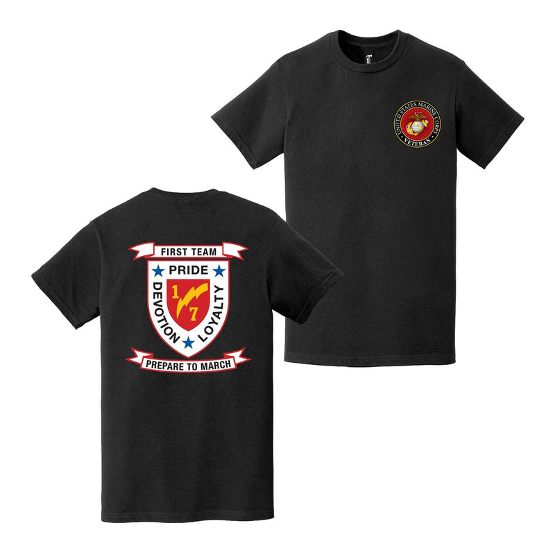 Double-Sided 1/7 Marines Logo USMC Veteran T-Shirt