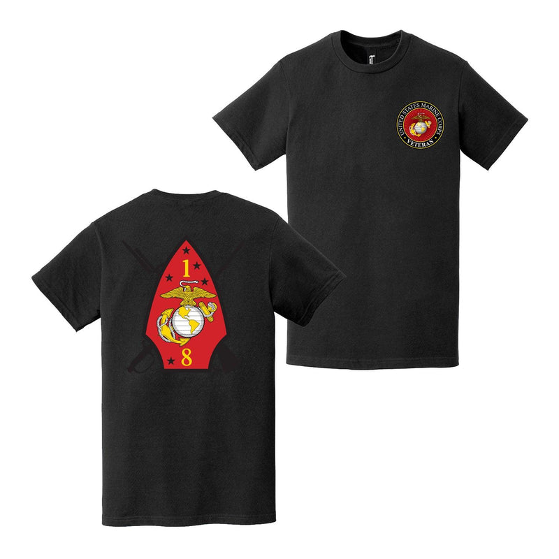 Double-Sided 1/8 Marines Logo USMC Veteran T-Shirt