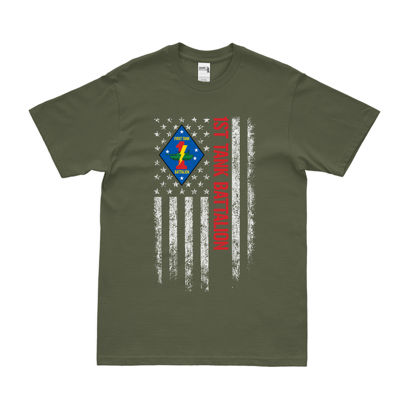 1st Tank Battalion USMC American Flag T-Shirt