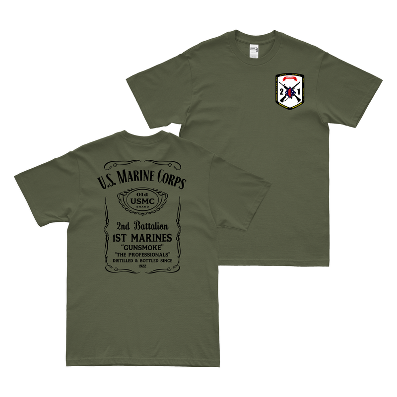 Double-Sided 2/1 Marines Whiskey Label T-Shirt