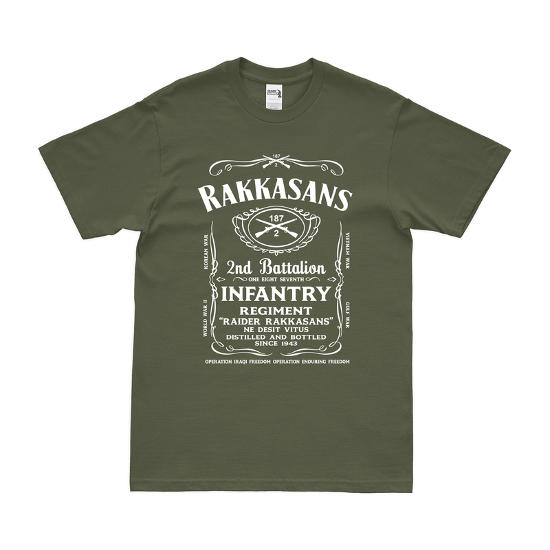 2-187 Infantry 'Raider Rakkasans' Whiskey Label T-Shirt