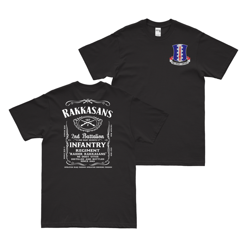 Double-Sided 2-187 Infantry Whiskey Label T-Shirt