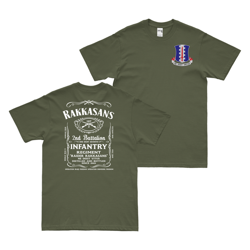 Double-Sided 2-187 Infantry Whiskey Label T-Shirt
