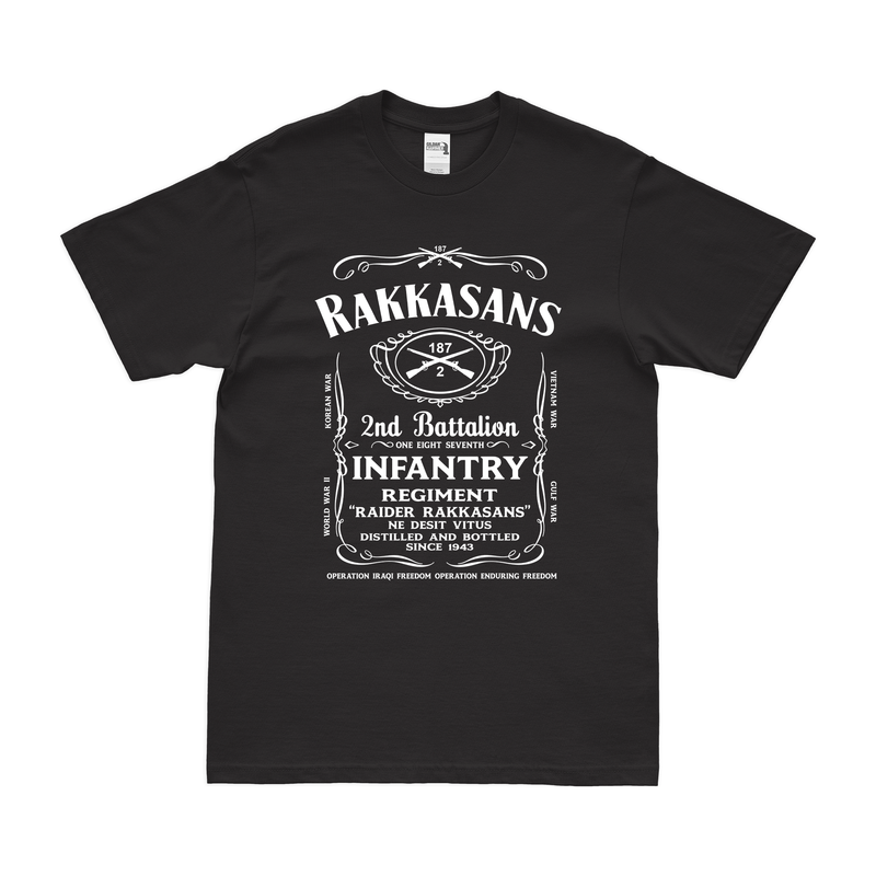 2-187 Infantry 'Raider Rakkasans' Whiskey Label T-Shirt