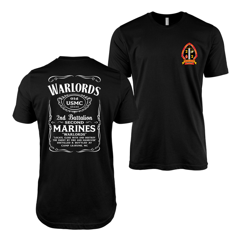 Double-Sided 2/2 Marines "Warlords" Whiskey Label T-Shirt