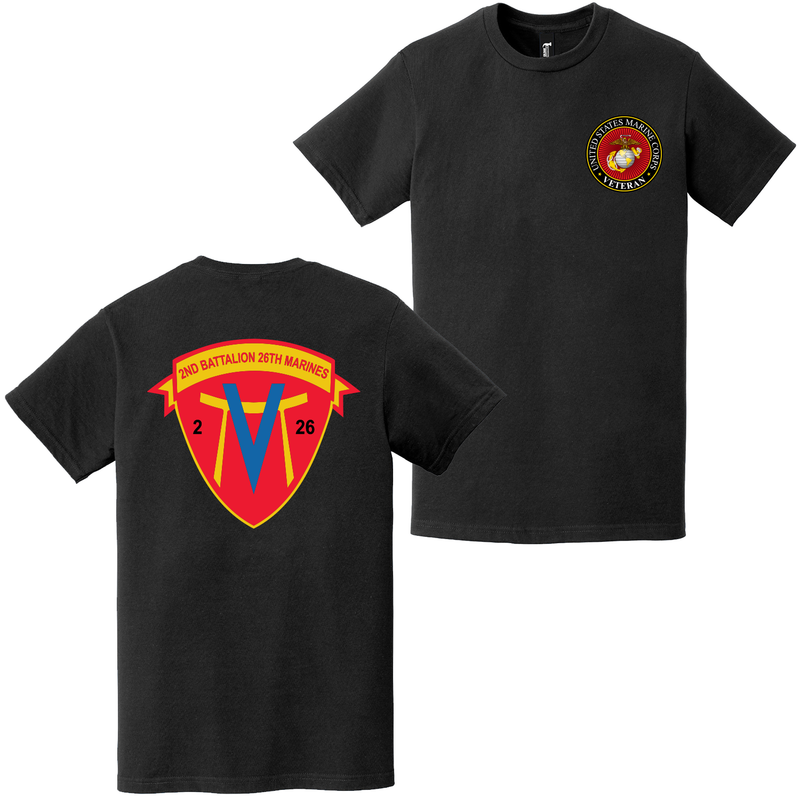 Double-Sided 2/26 Marines Logo USMC Veteran T-Shirt