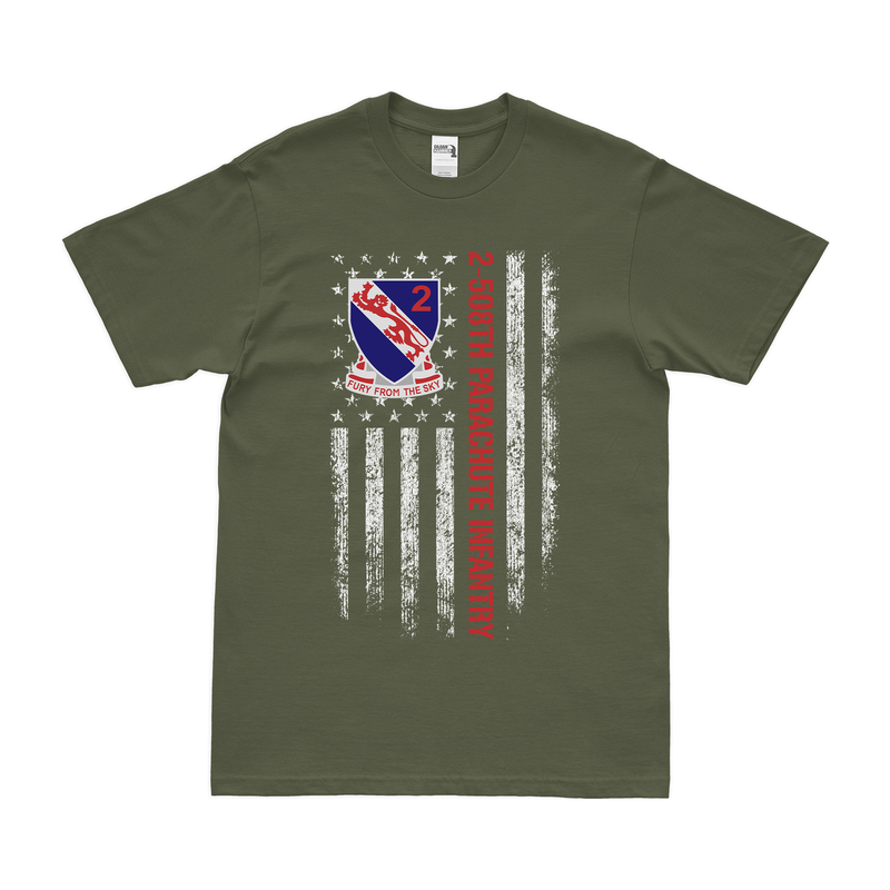 2-508 Parachute Infantry "2 Fury" American Flag T-Shirt