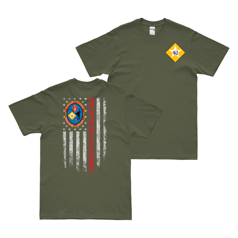 Double-Sided 2/6 Marines American Flag Logo T-Shirt