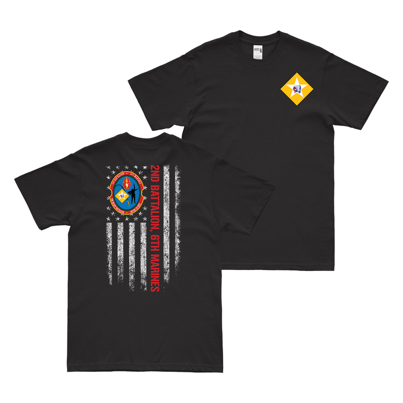 Double-Sided 2/6 Marines American Flag Logo T-Shirt