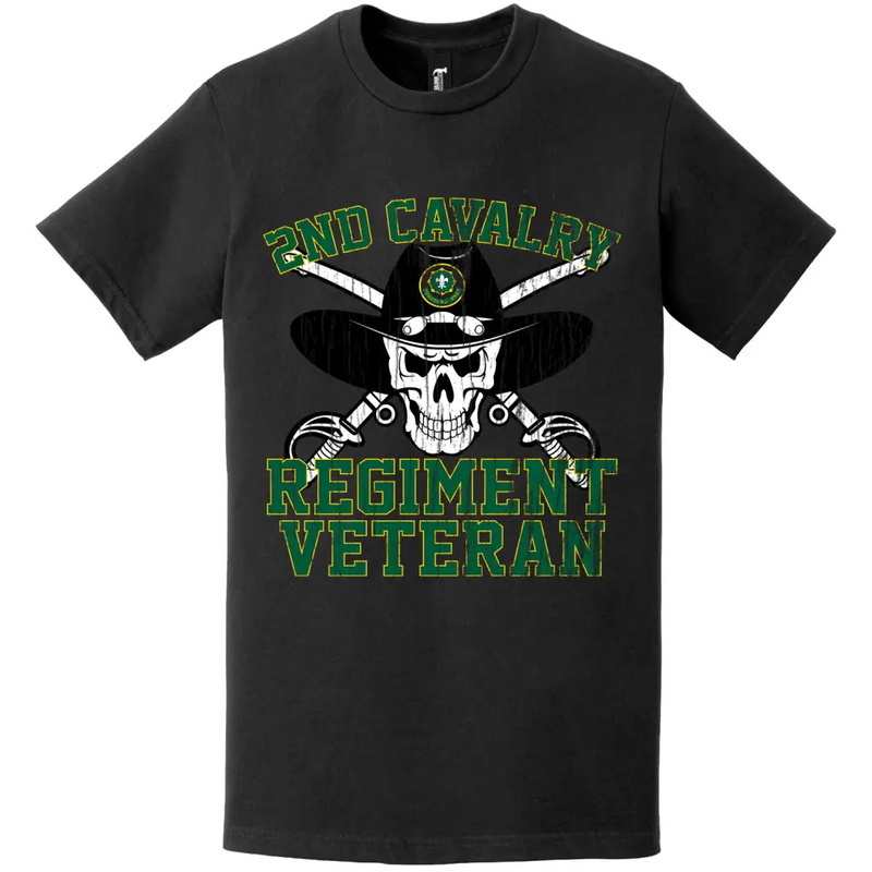 Distressed 2nd Cavalry Regiment Veteran Saber Skull T-Shirt