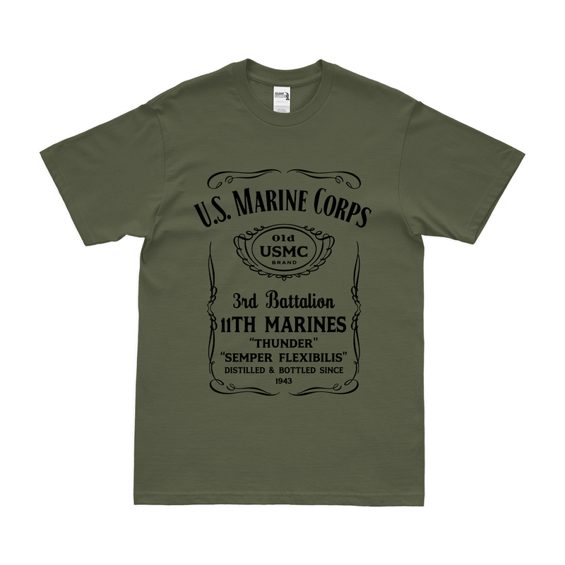 3rd Battalion 11th Marines (3/11 Marines) Whiskey Label T-Shirt
