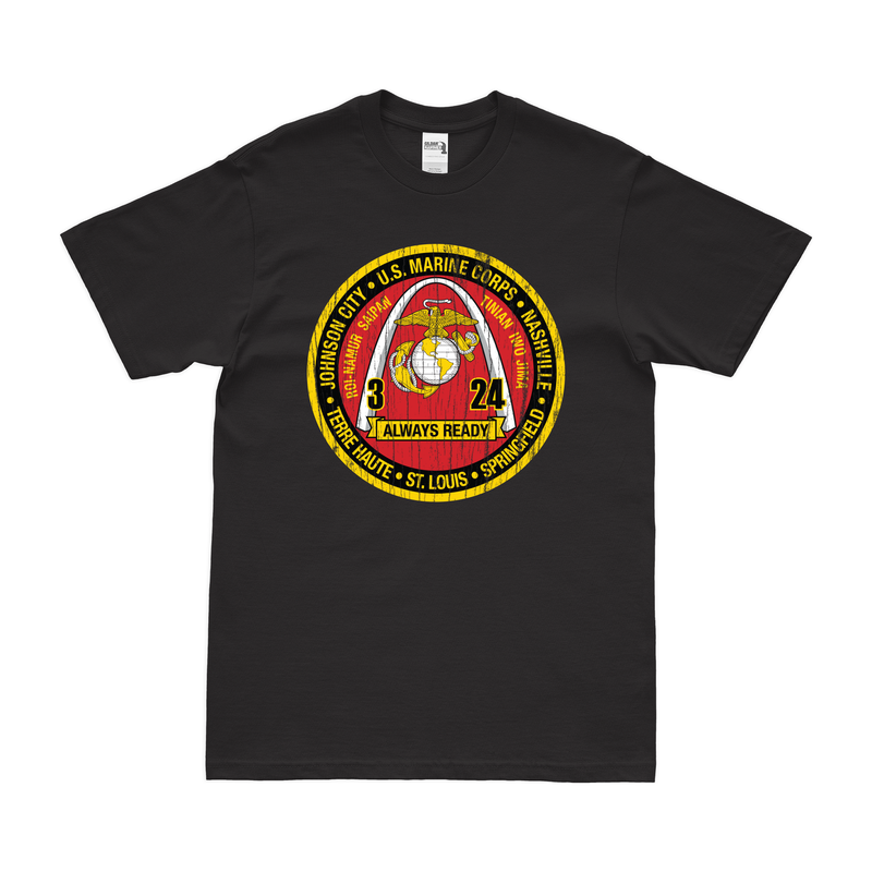Distressed 3rd Bn 24th Marines (3/24 Marines) Logo T-Shirt