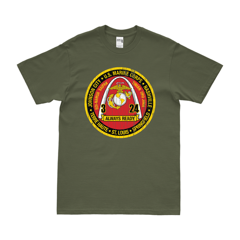 Distressed 3rd Bn 24th Marines (3/24 Marines) Logo T-Shirt