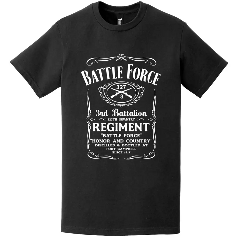 3-327 Infantry Regiment "Battle Force" Whiskey Label T-Shirt