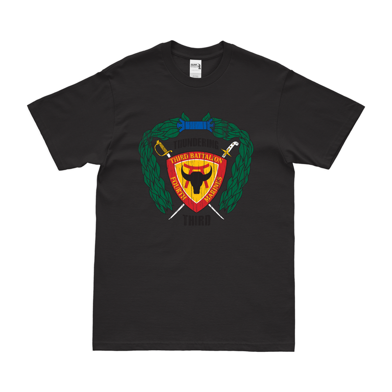 Distressed 3rd Bn 4th Marines (3/4 Marines) Logo Emblem T-Shirt