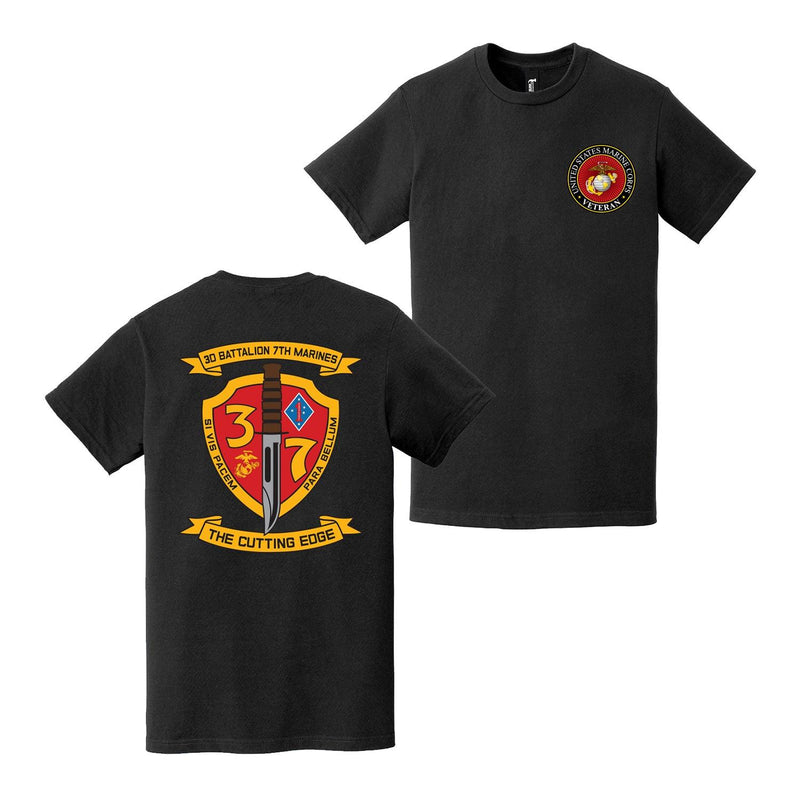 Double-Sided 3/7 Marines Logo USMC Veteran T-Shirt