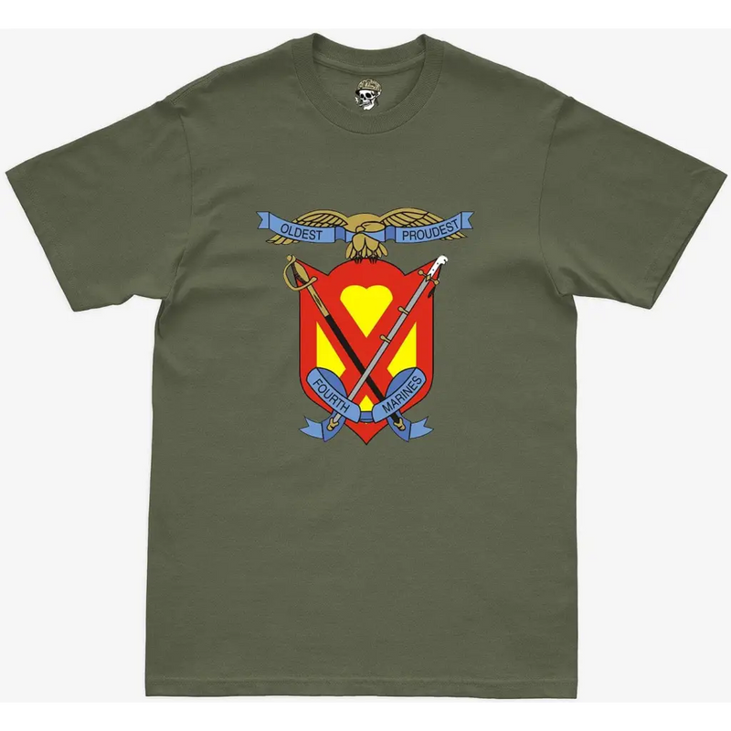 4th Marine Regiment Logo Emblem Military Green T-Shirt