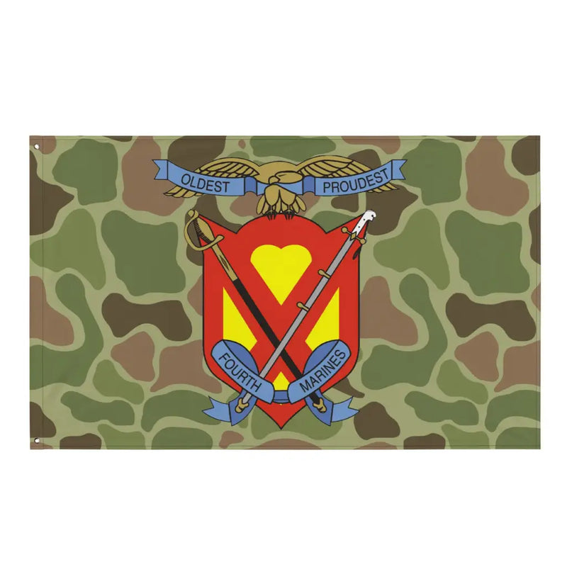 4th Marine Regiment Logo Frog Skin Camo Indoor Wall Flag