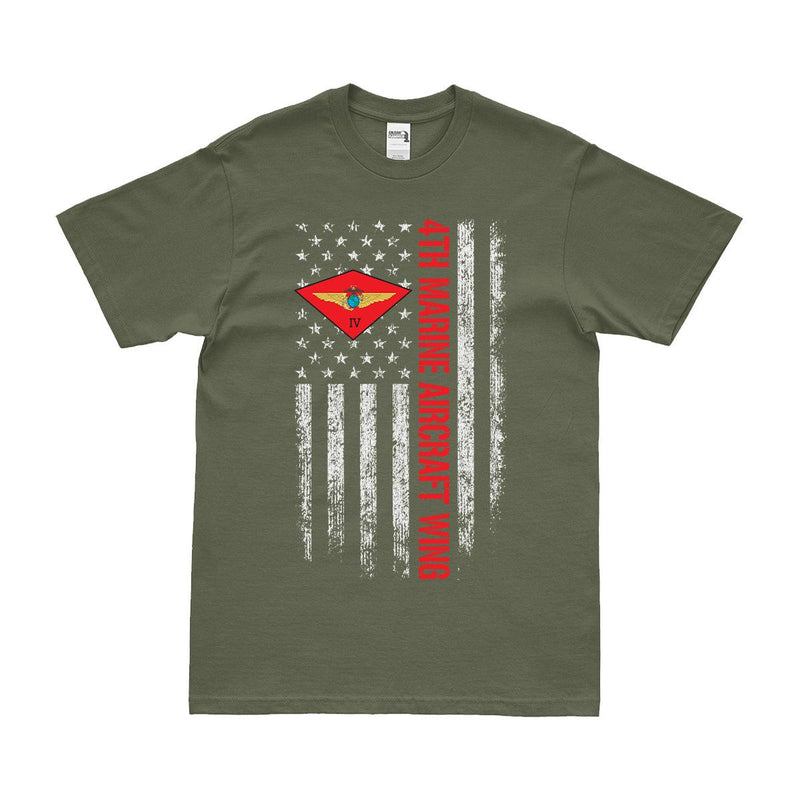 4th Marine Aircraft Wing (4th MAW) American Flag T-Shirt