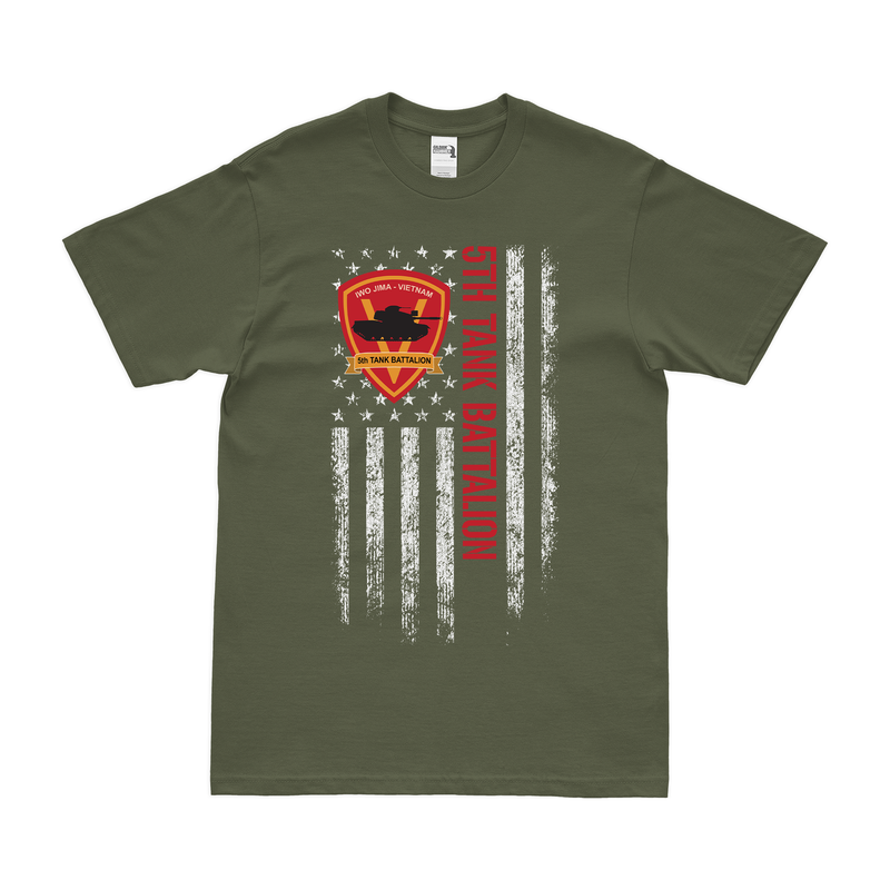 5th Tank Battalion USMC American Flag T-Shirt