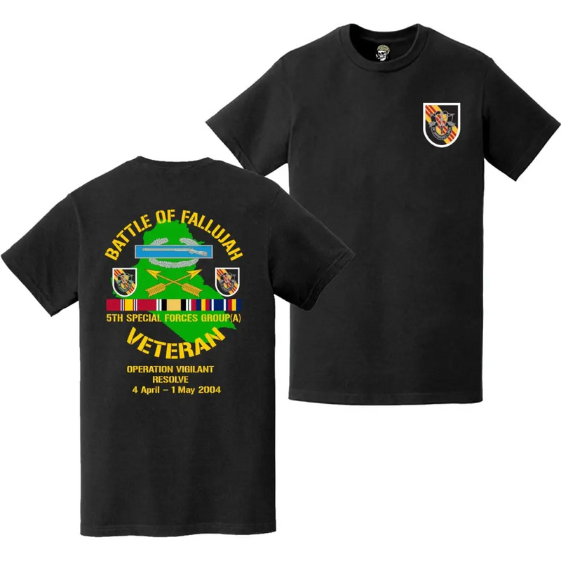 5th SFG(A) First Battle of Fallujah (Operation Vigilant Resolve) Double-Sided Veteran T-Shirt
