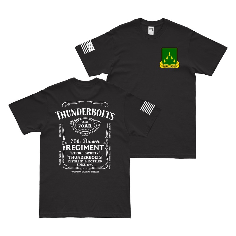 Double-Sided 70th Armor Regiment Whiskey Label T-Shirt