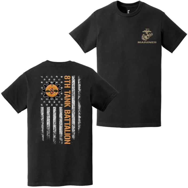 Double-Sided 8th Tank Battalion USMC American Flag T-Shirt