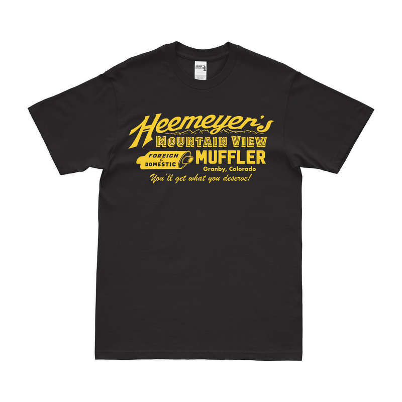Vintage Heeymeyer's Mountain View Muffler Shop Granby Colorado Killdozer T-Shirt