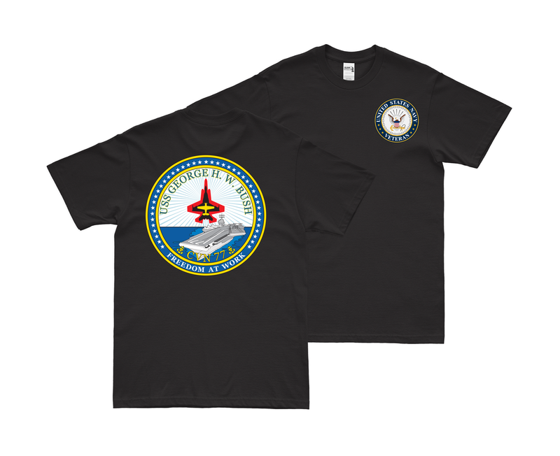 Double-Sided USS George H.W. Bush (CVN-77) Veteran T-Shirt