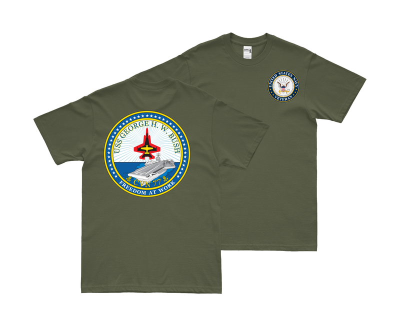 Double-Sided USS George H.W. Bush (CVN-77) Veteran T-Shirt