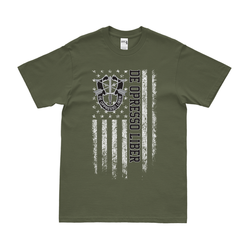 De Oppresso Liber Special Forces American Flag T-Shirt