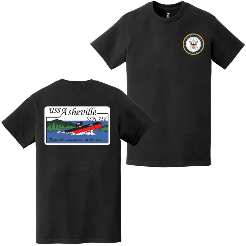 USS Asheville (SSN-758) Double-Sided Logo T-Shirt