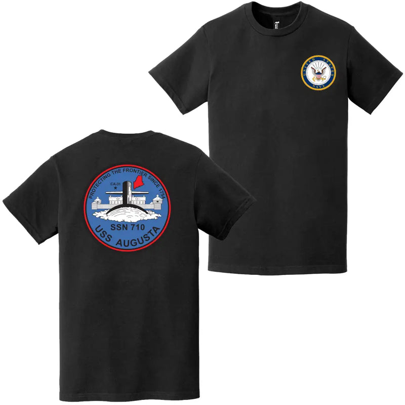 USS Augusta (SSN-710) Double-Sided Logo T-Shirt