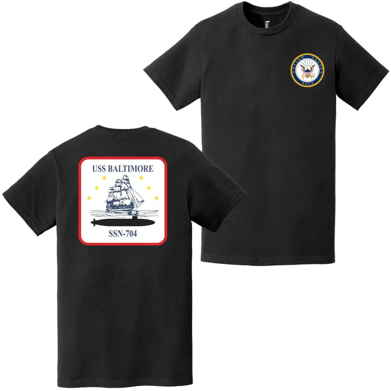 USS Baltimore (SSN-704) Double-Sided Logo T-Shirt