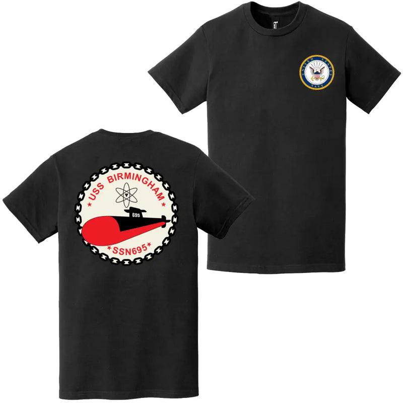 USS Birmingham (SSN-695) Double-Sided Logo T-Shirt