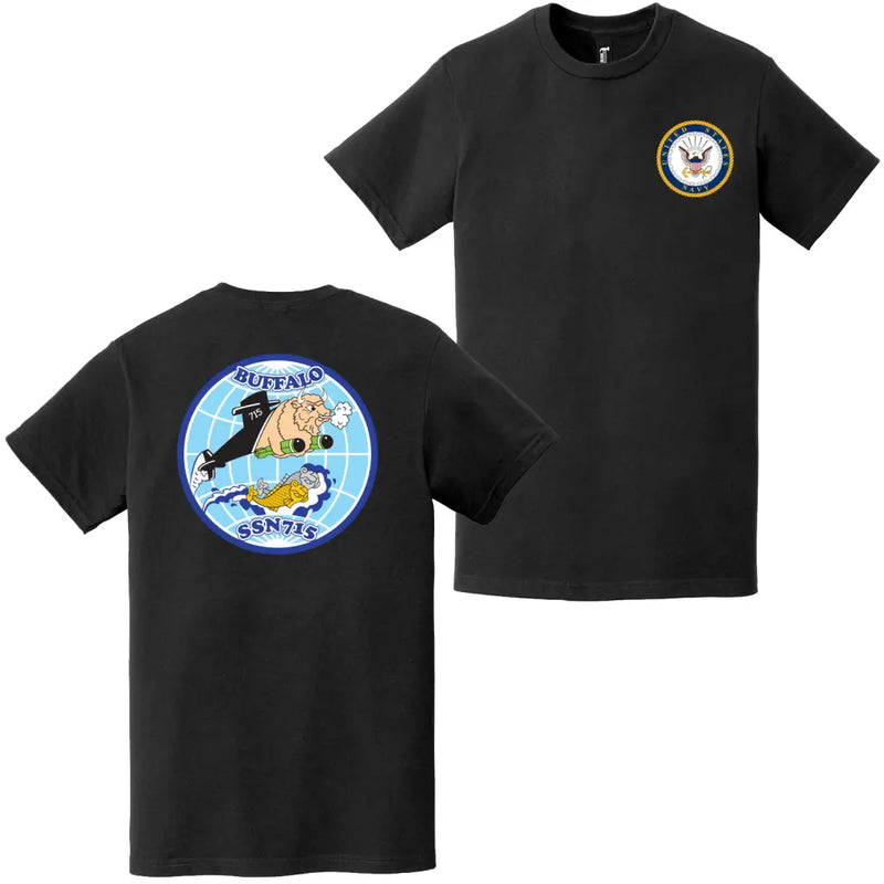 USS Buffalo (SSN-715) Double-Sided Logo T-Shirt