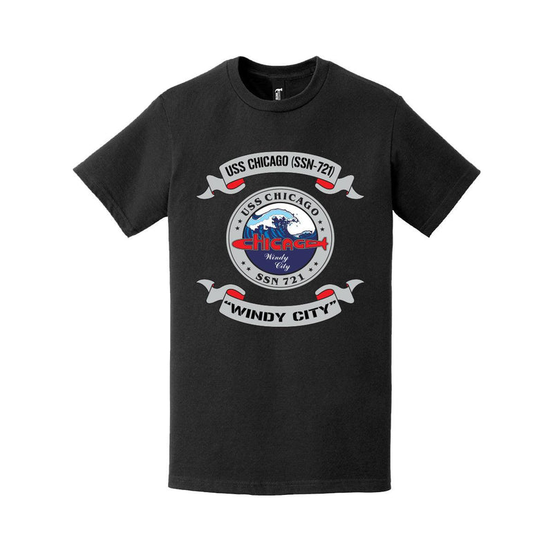 USS Chicago (SSN-721) Windy City Motto Scroll T-Shirt