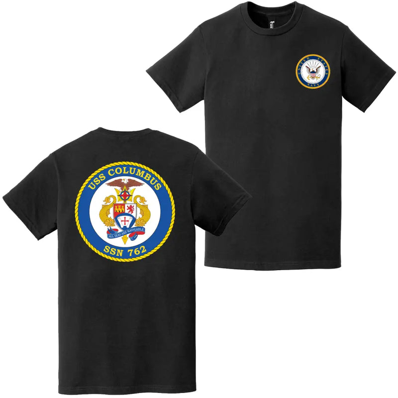 USS Columbus (SSN-762) Double-Sided Logo T-Shirt