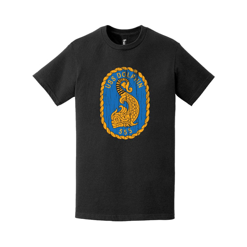 Distressed USS Dolphin (AGSS-555) Logo Crest T-Shirt