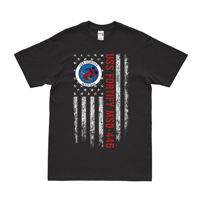 USSフォーティファイ (MSO-446) 星条旗Tシャツ