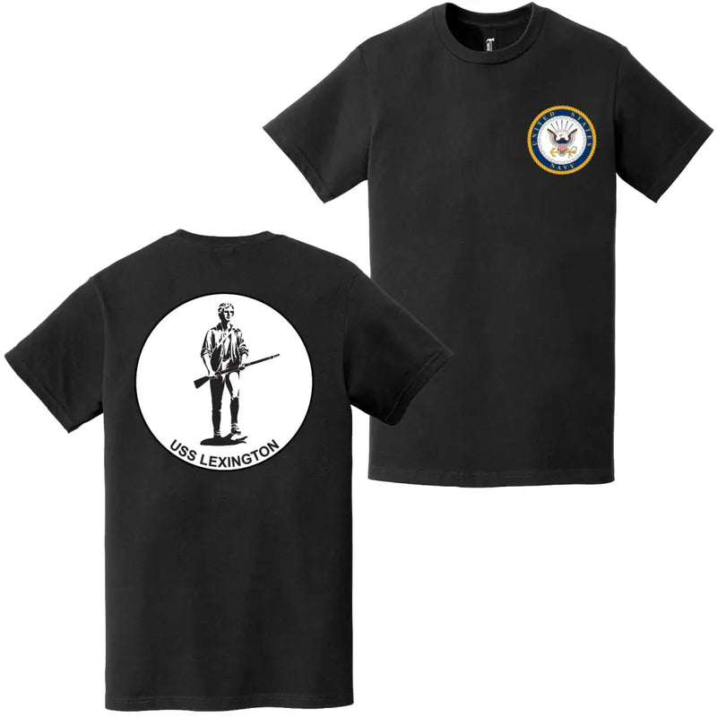 Double-Sided USS Lexington (CV-2) Logo T-Shirt