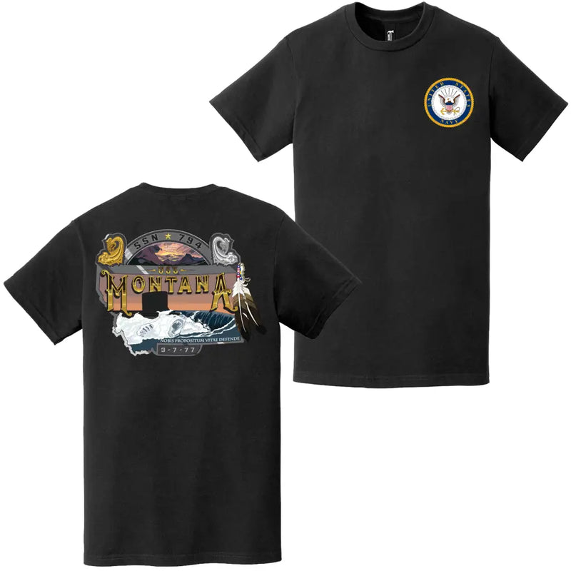 USS Montana (SSN-794) Double-Sided Logo T-Shirt