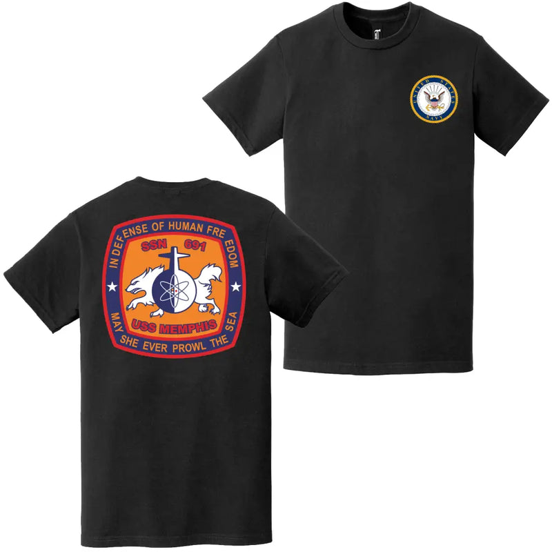 USS Memphis (SSN-691) Double-Sided Logo T-Shirt