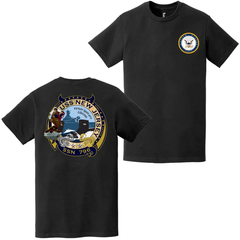 USS New Jersey (SSN-796) Double-Sided Logo T-Shirt